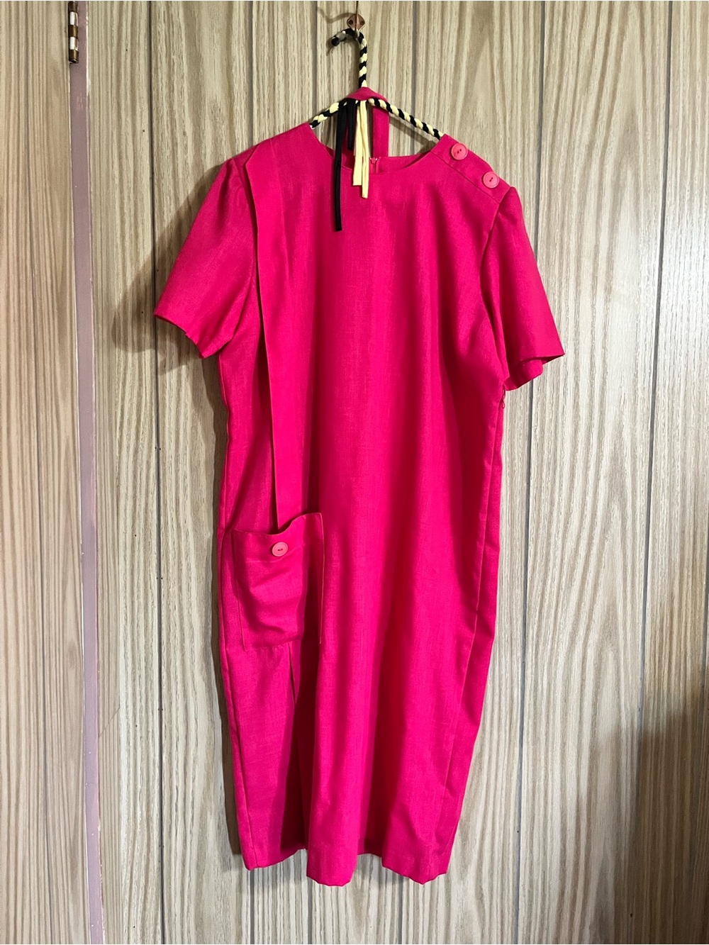 Vintage Les Modes Florentine Mod Fuchsia Pink Dress Pocket Details – Size 16
